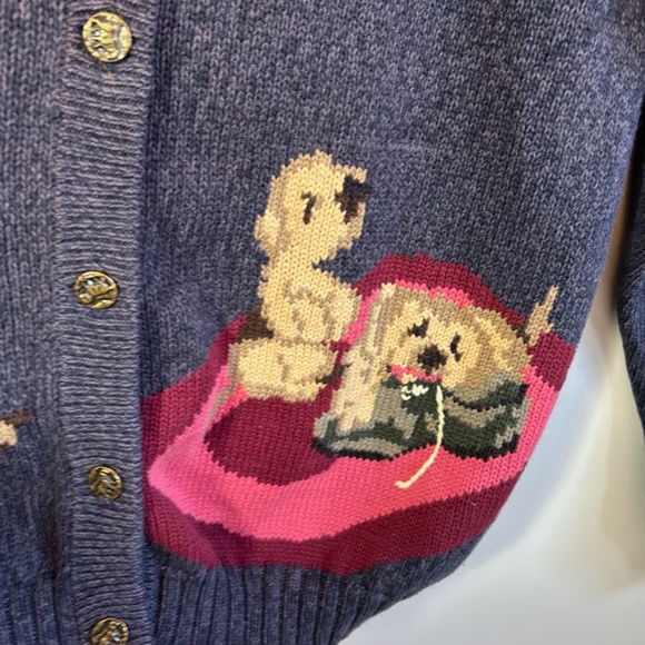 Vintage Northern Reflections Cotton dog motif cardigan sweater, Size M. - Picture 5 of 15